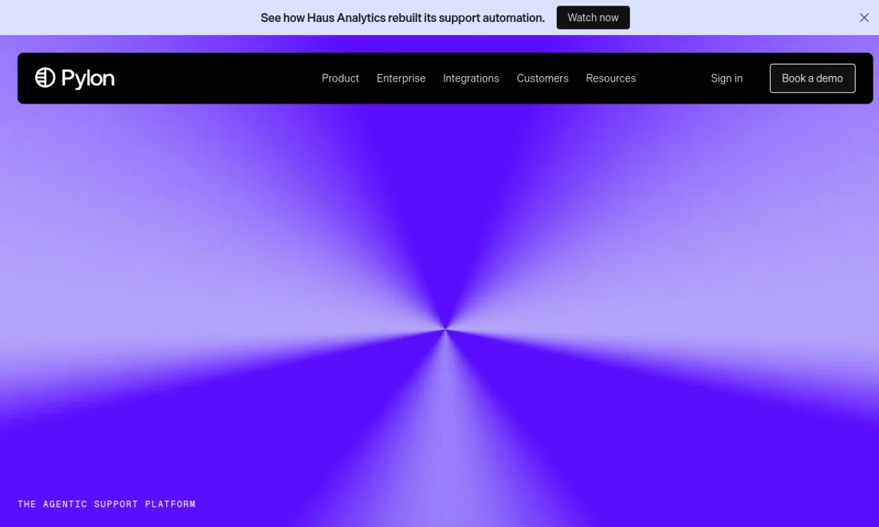 Screenshot of Pylon website