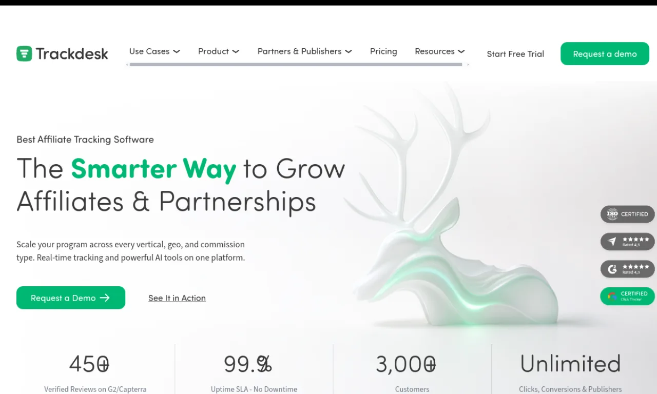 Screenshot of Trackdesk website