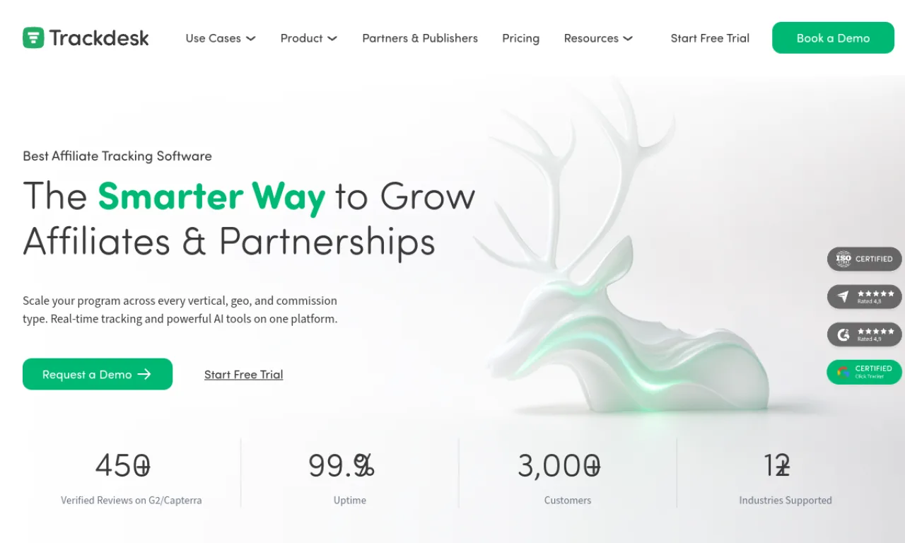 Screenshot of Trackdesk website
