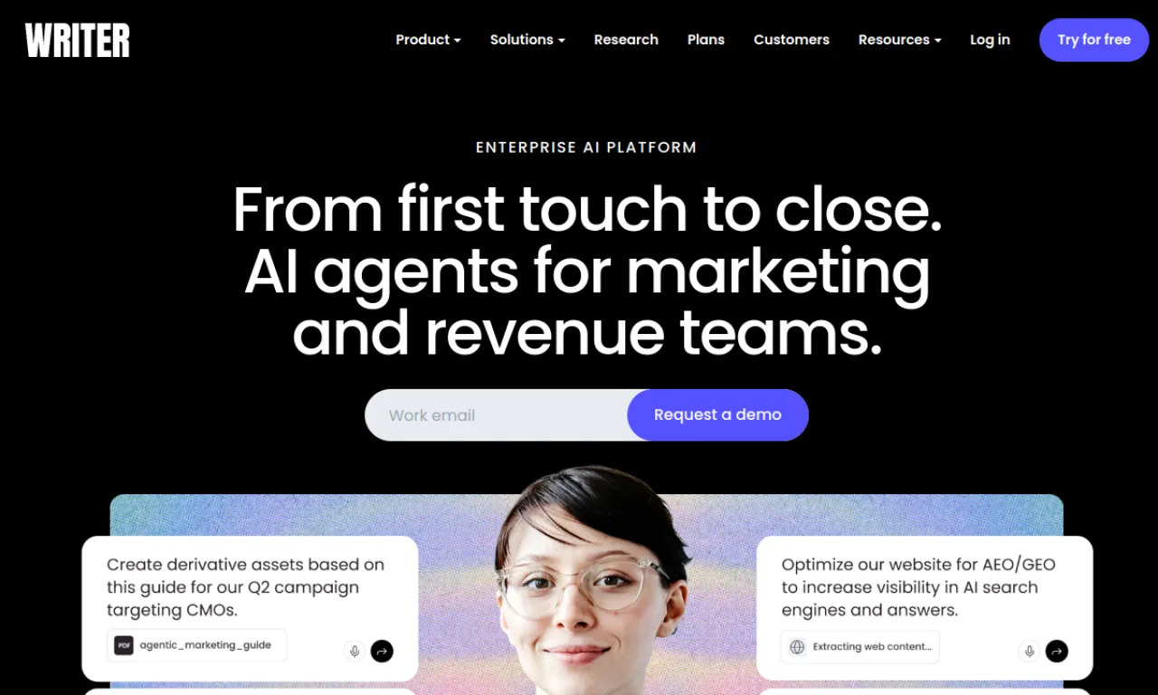 Screenshot of Writer website