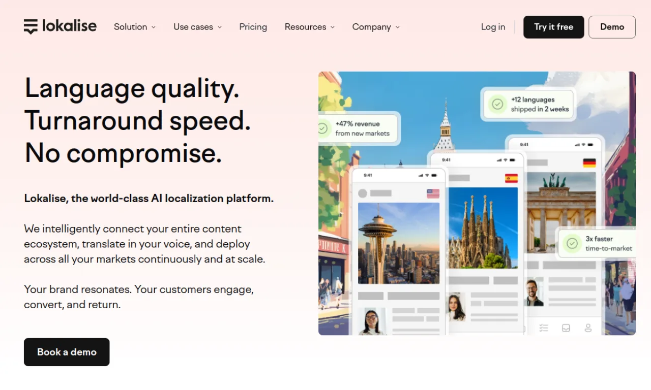 Screenshot of Lokalise website