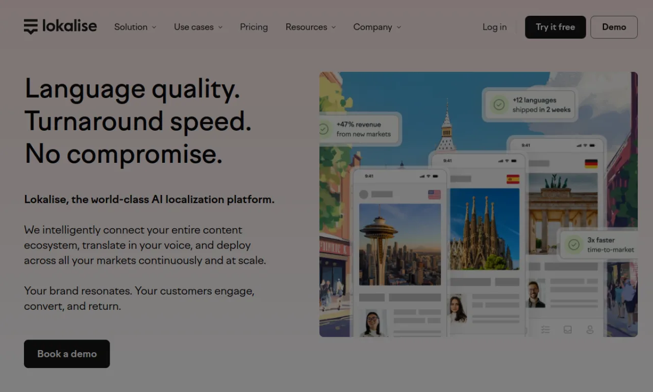 Screenshot of Lokalise website
