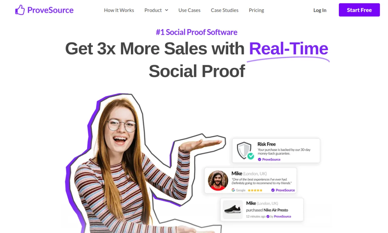 Screenshot of ProveSource website