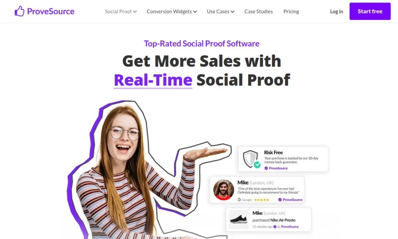 Screenshot of ProveSource website