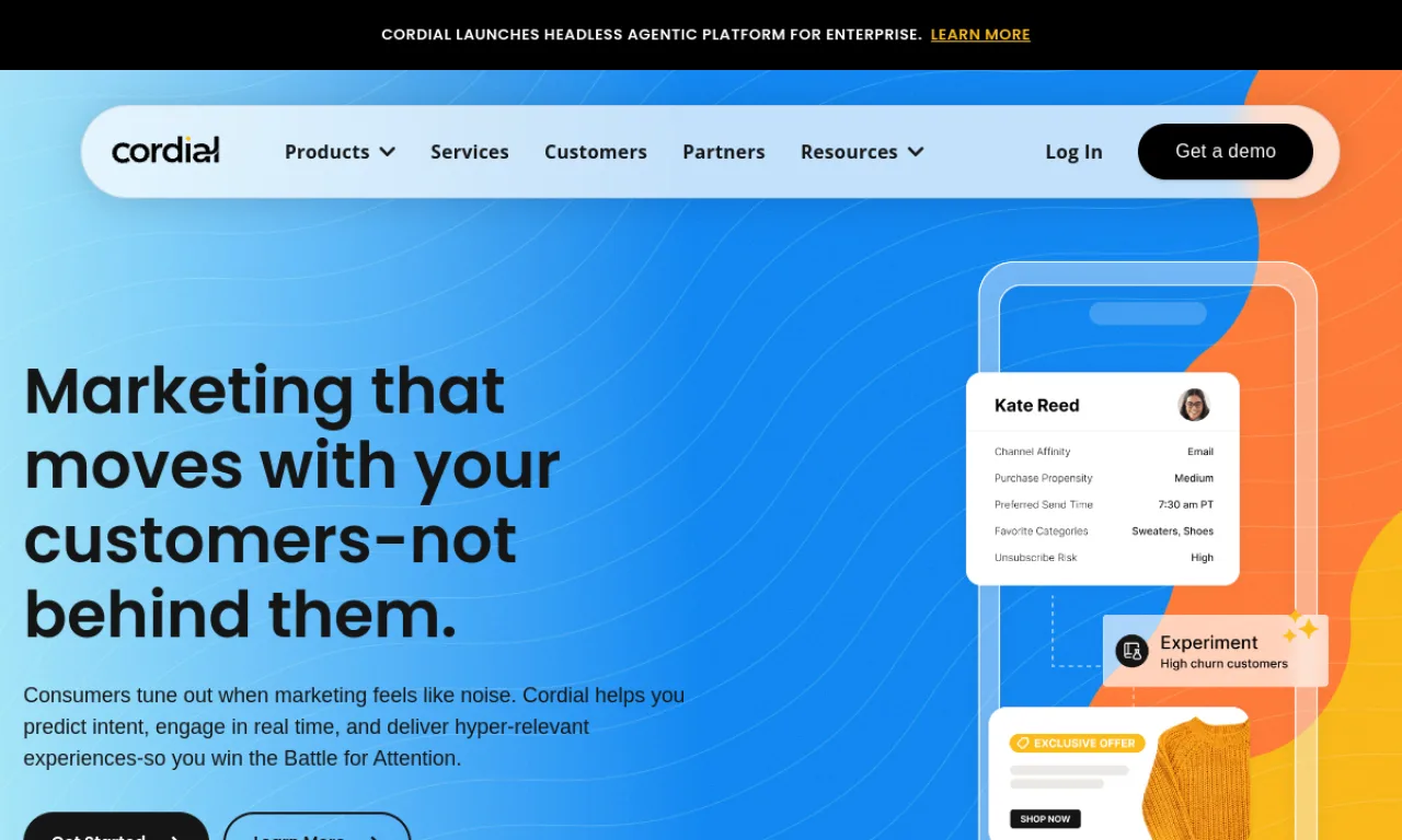 Screenshot of Cordial website