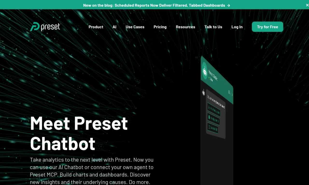 Screenshot of Preset (Superset) website