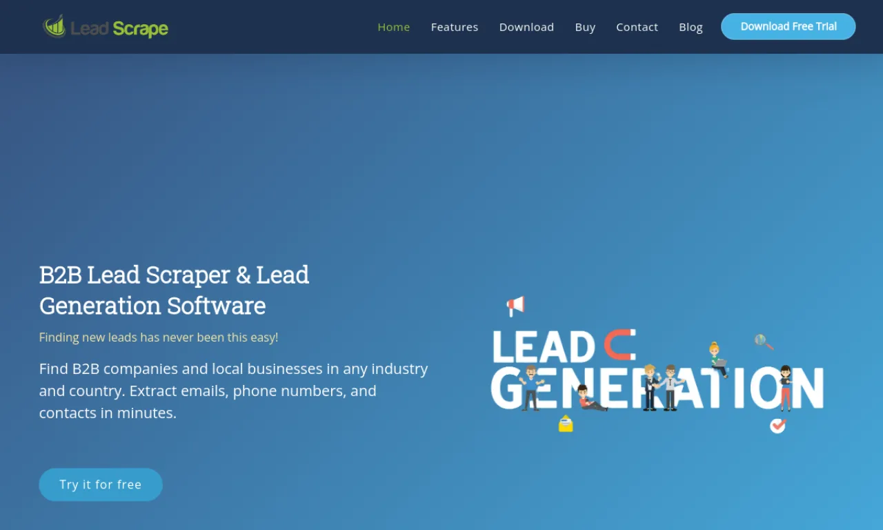 Screenshot of Lead Scrape website