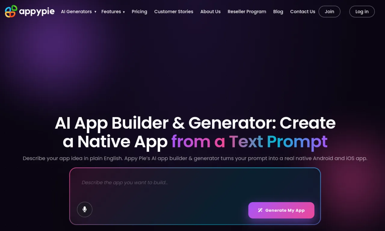 Screenshot of Appy Pie website
