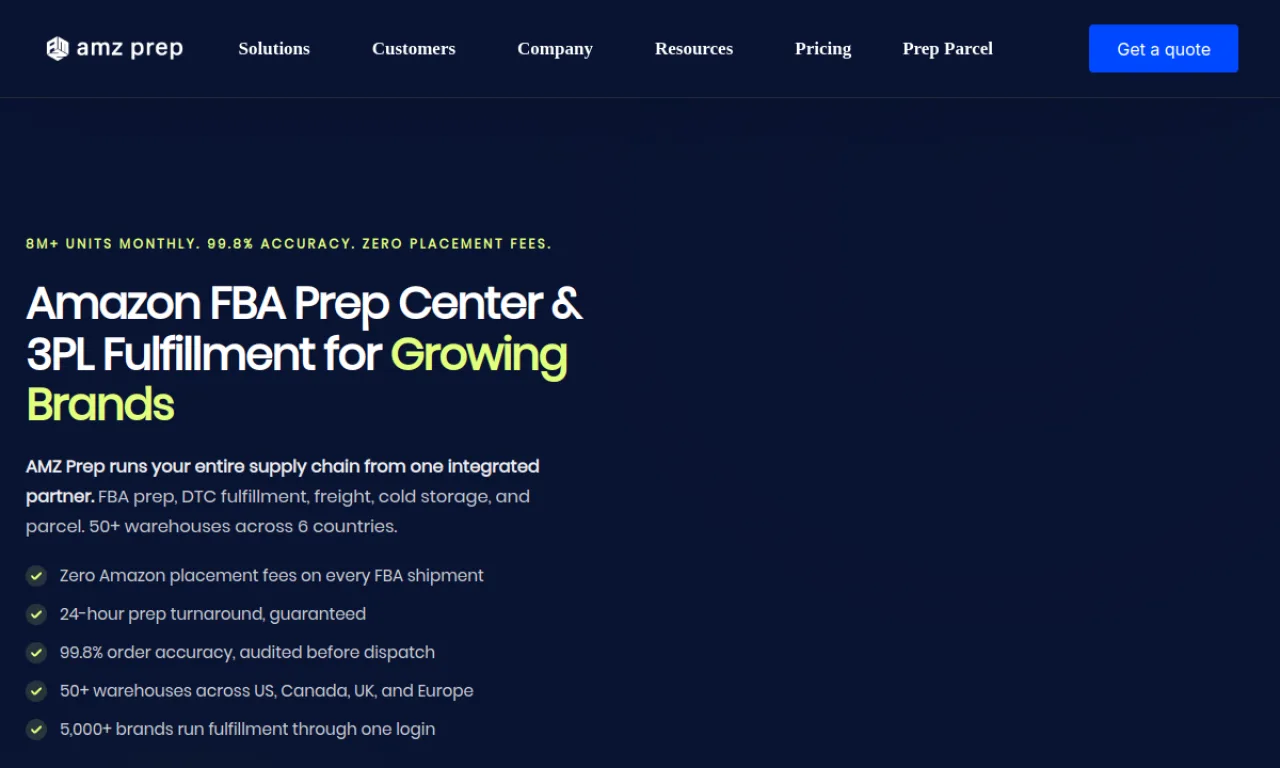 Screenshot of Amzprep website