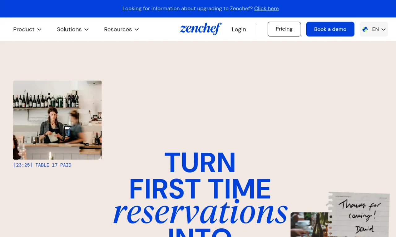 Screenshot of Zenchef website