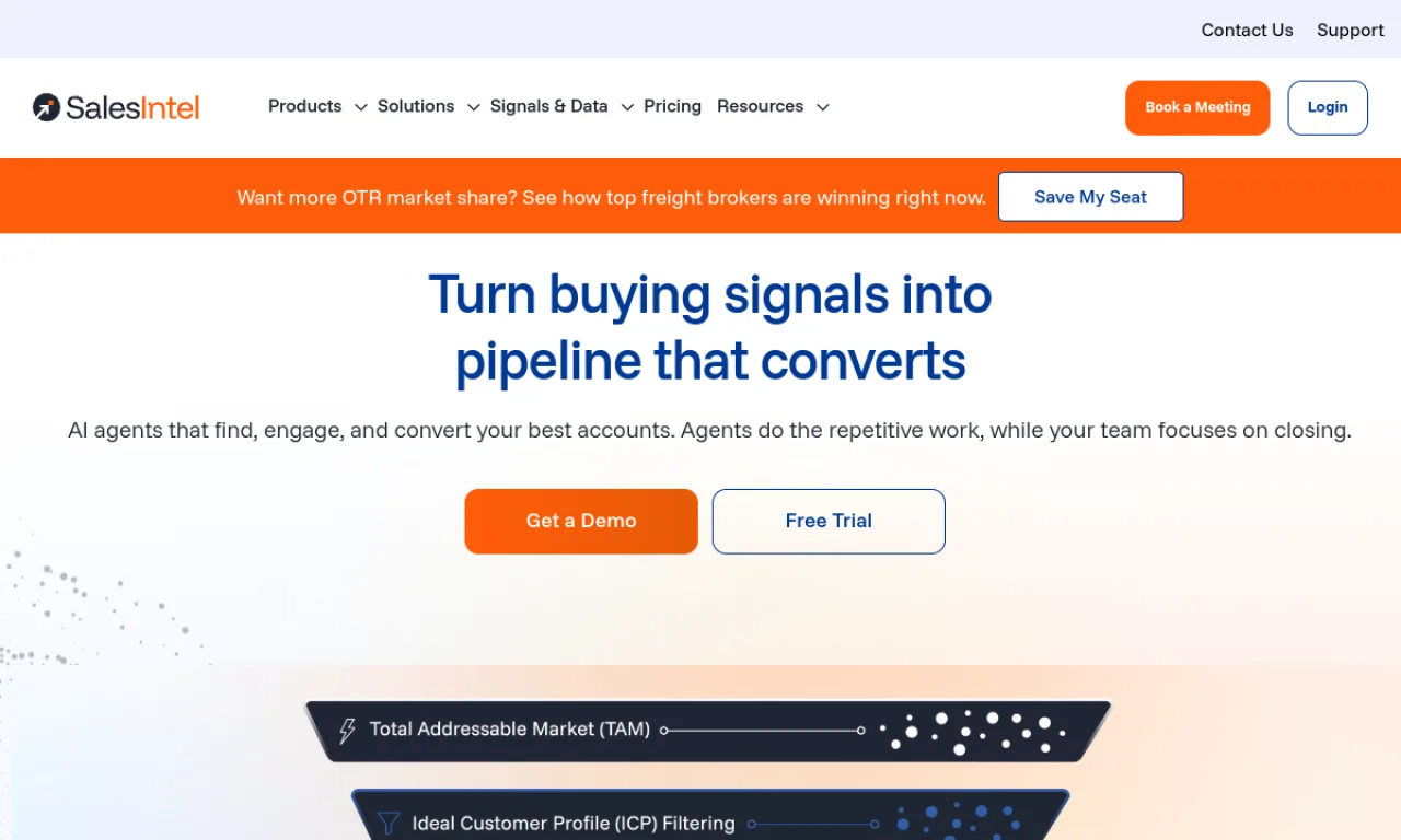 Screenshot of SalesIntel website