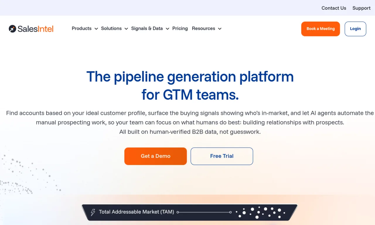 Screenshot of SalesIntel website