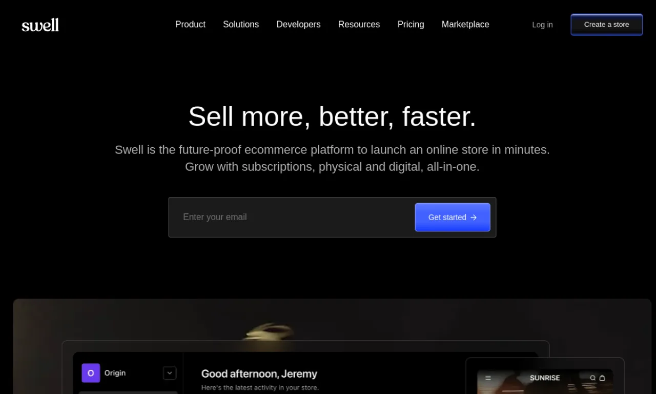 Screenshot of Swell website