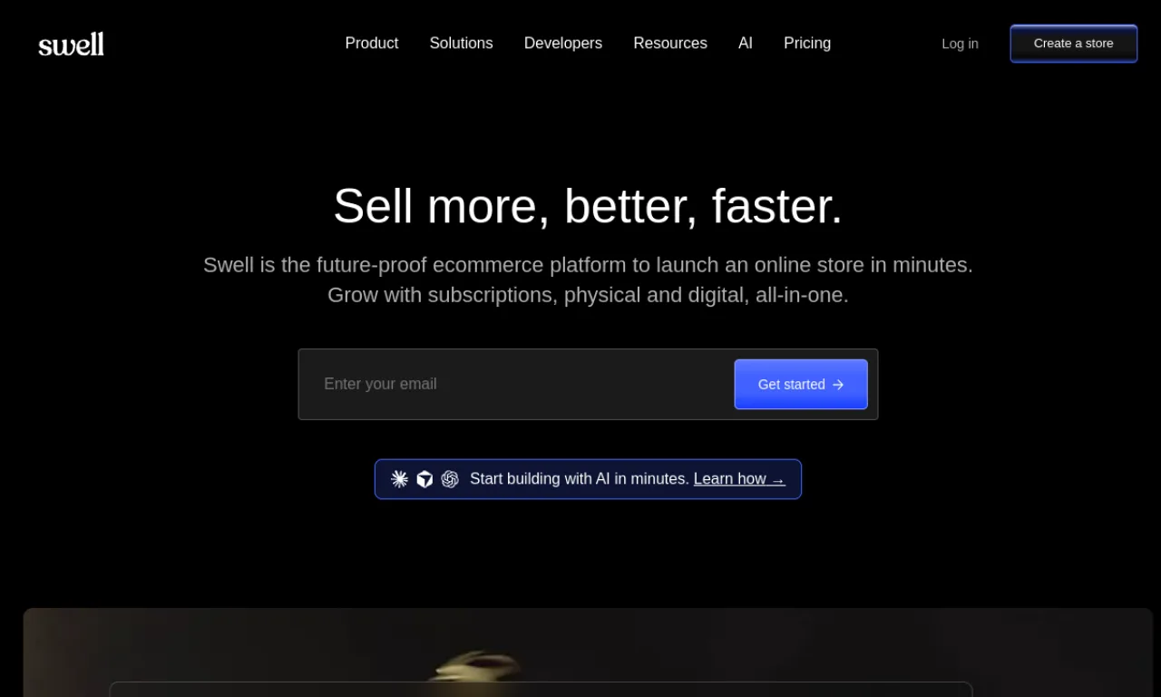 Screenshot of Swell website