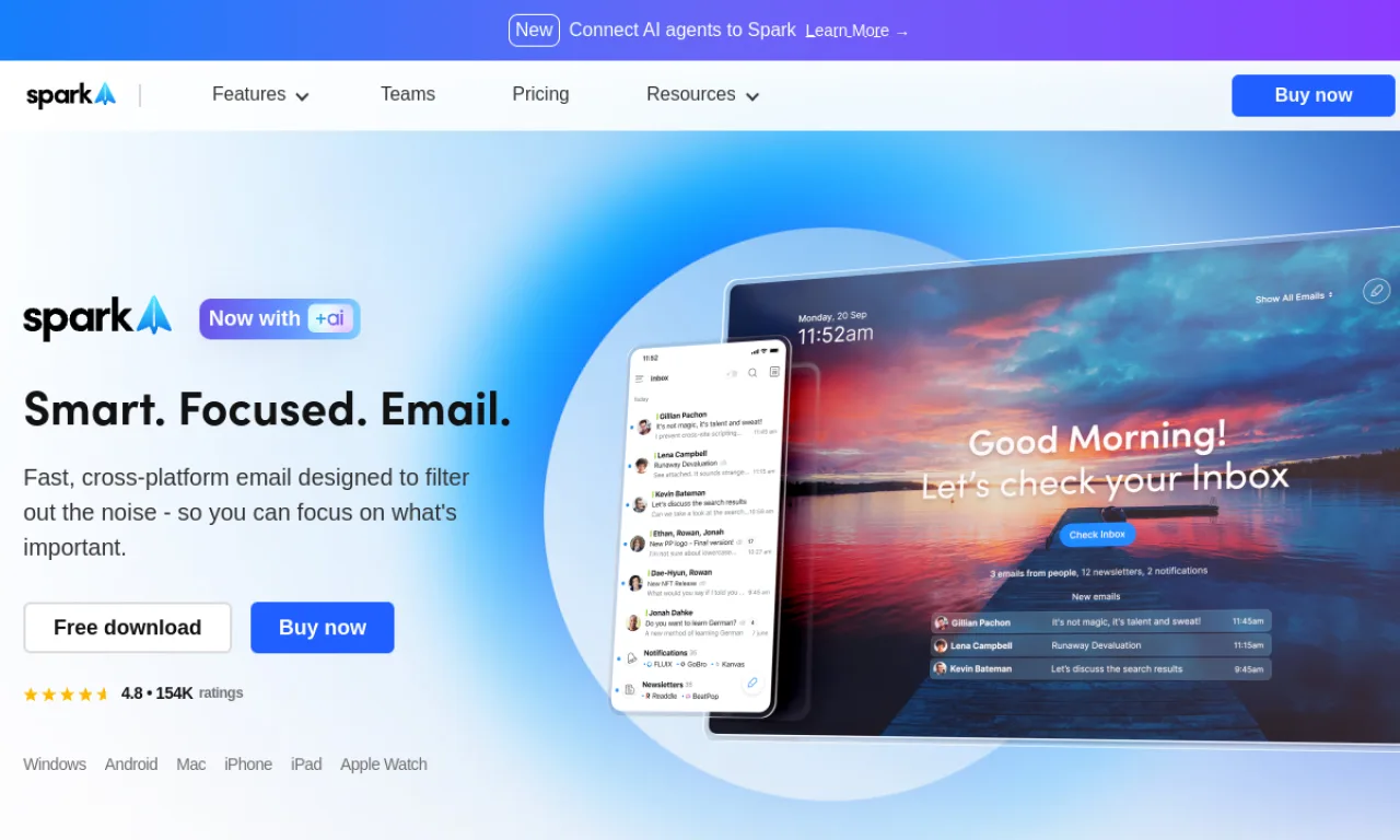 Screenshot of Spark Mail website