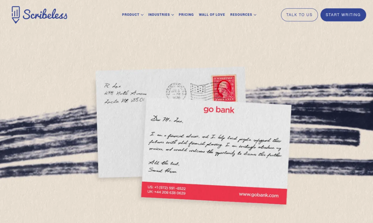 Screenshot of Scribeless website