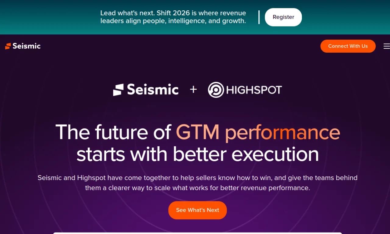 Screenshot of Seismic website