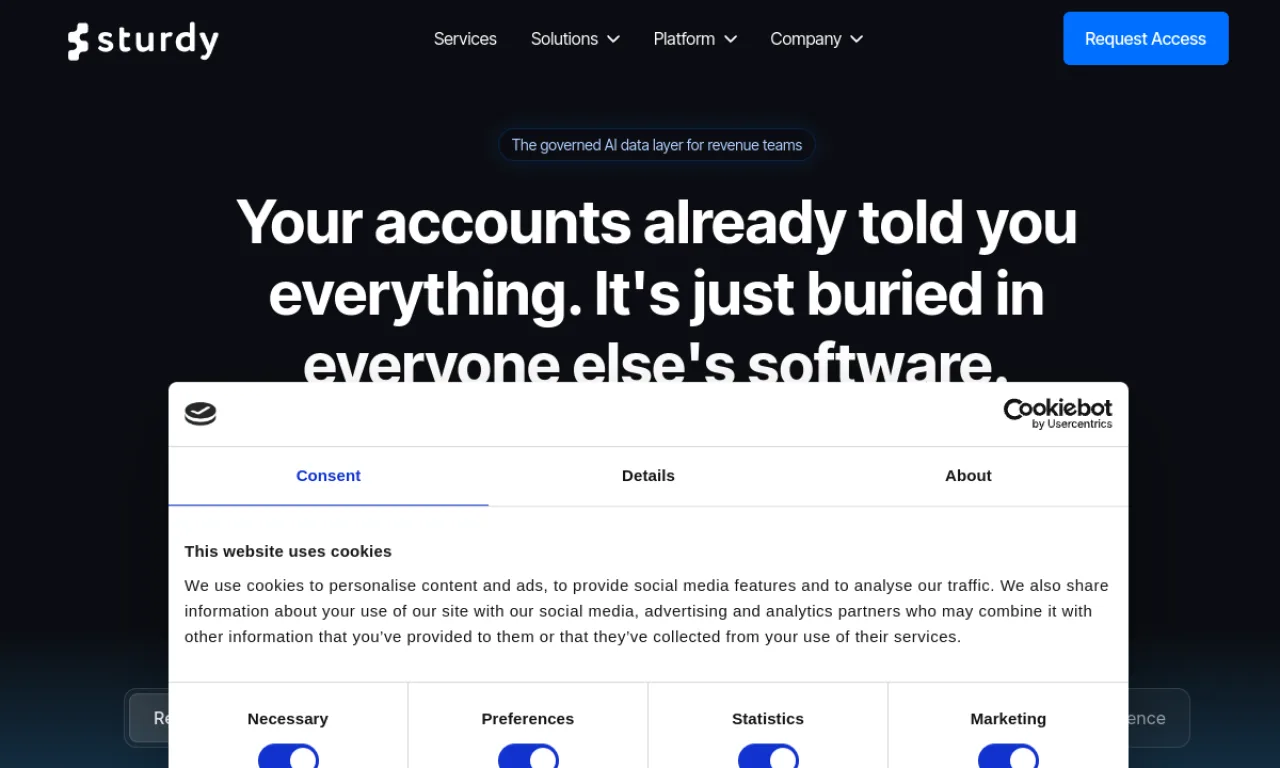 Screenshot of Sturdy website