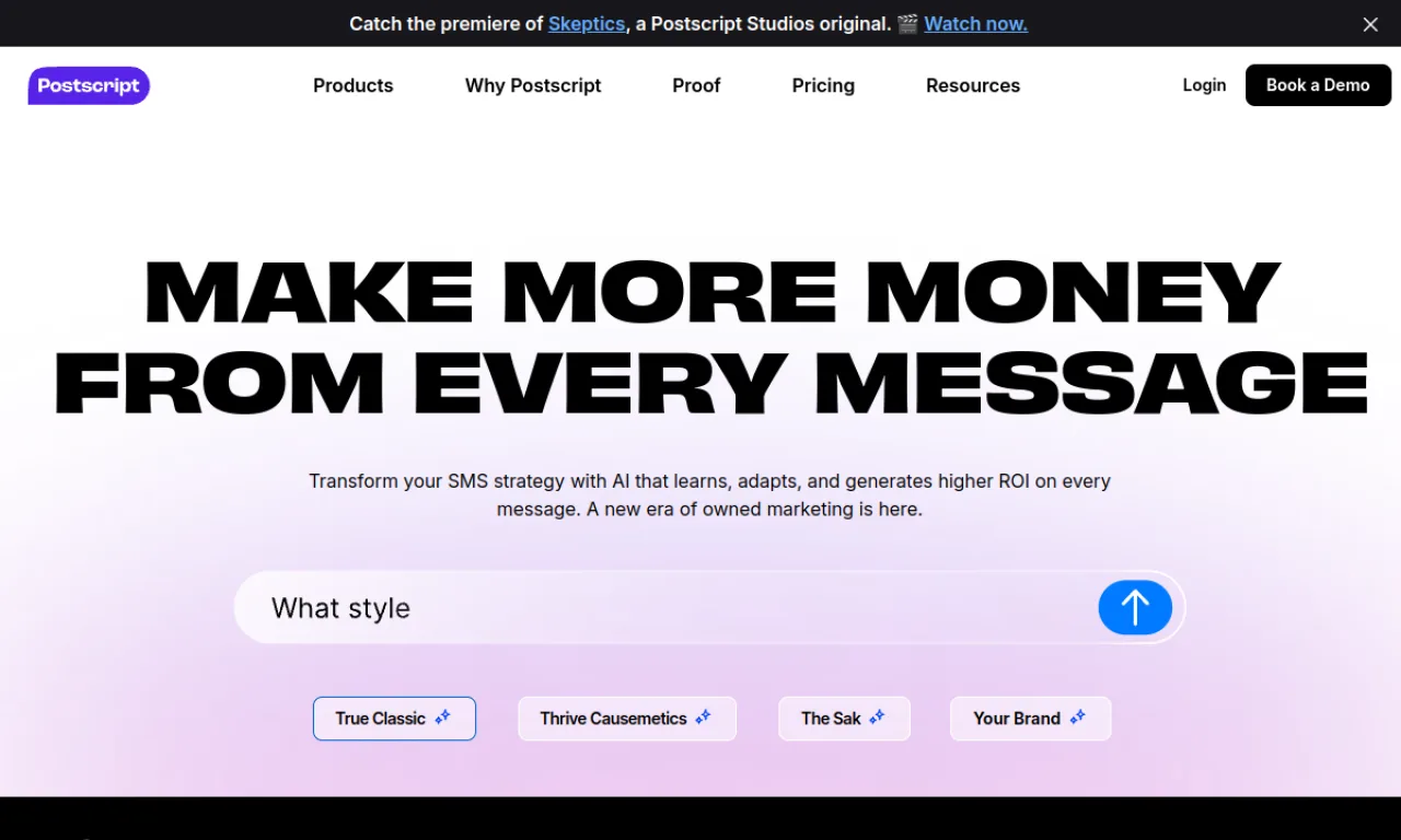 Screenshot of Postscript website