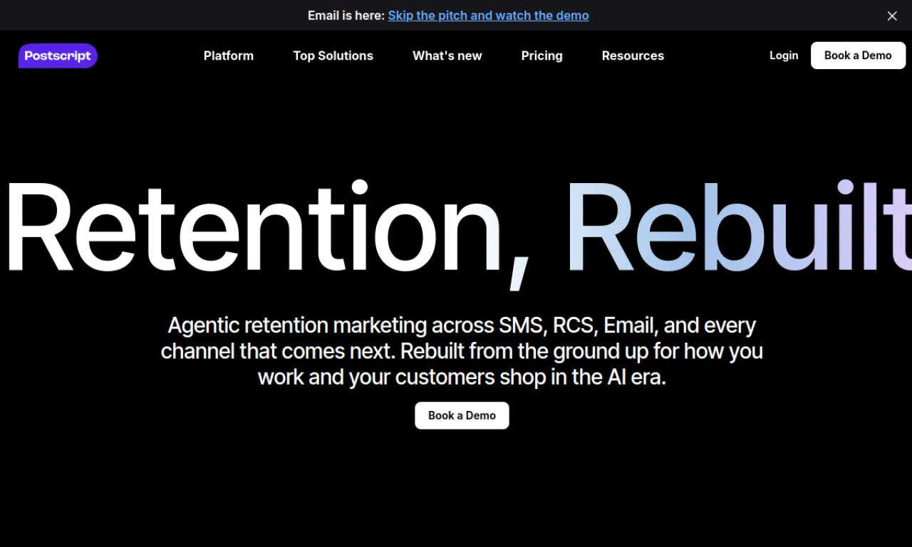 Screenshot of Postscript website