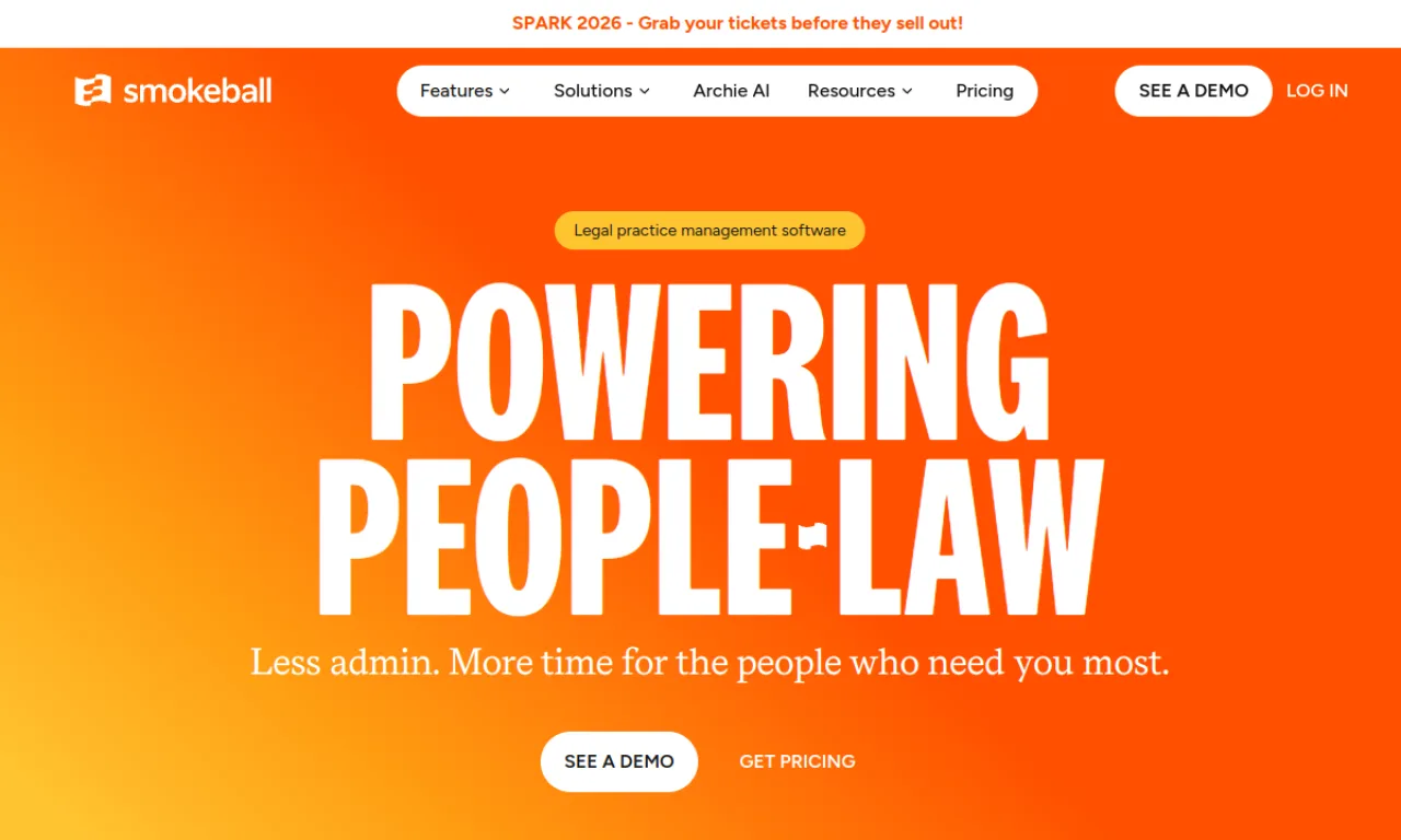 Screenshot of Smokeball website