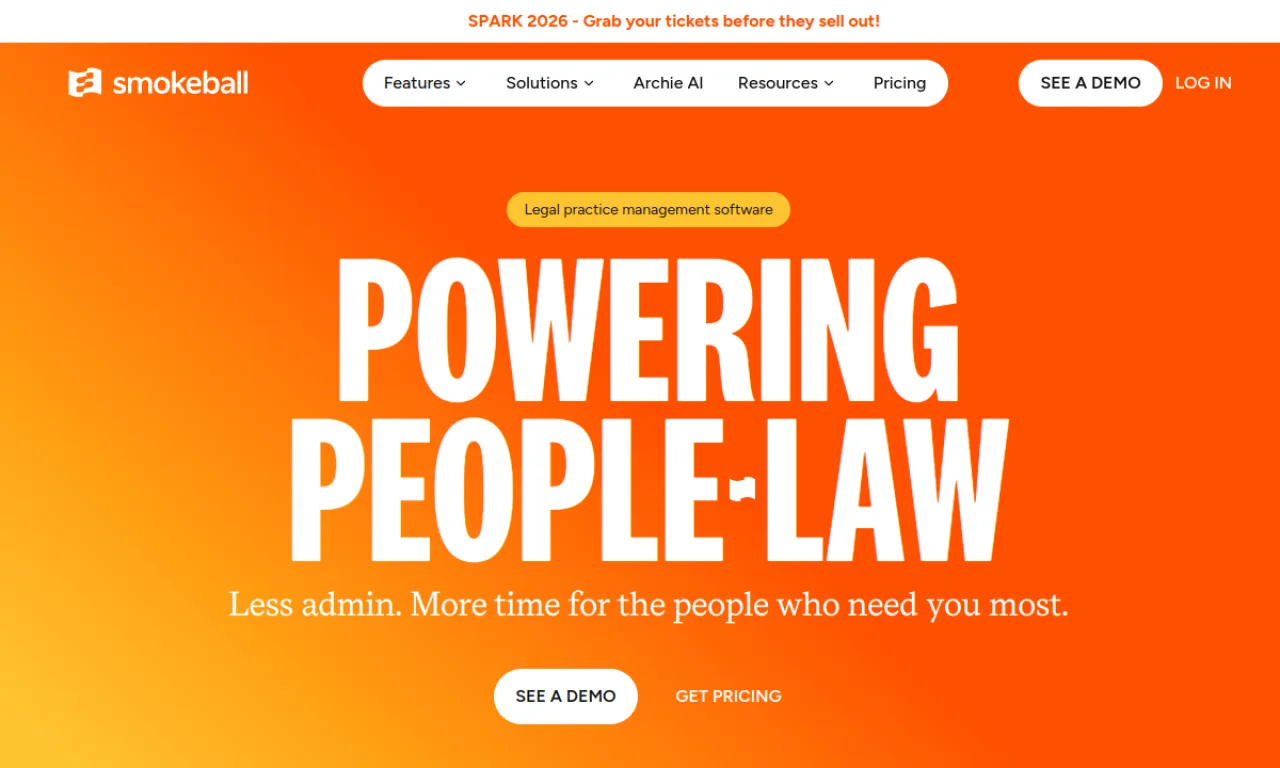Screenshot of Smokeball website