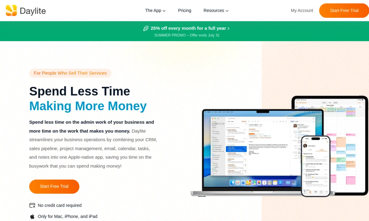 Screenshot of Daylite website