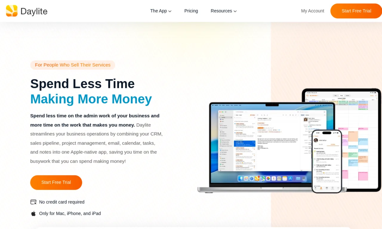 Screenshot of Daylite website