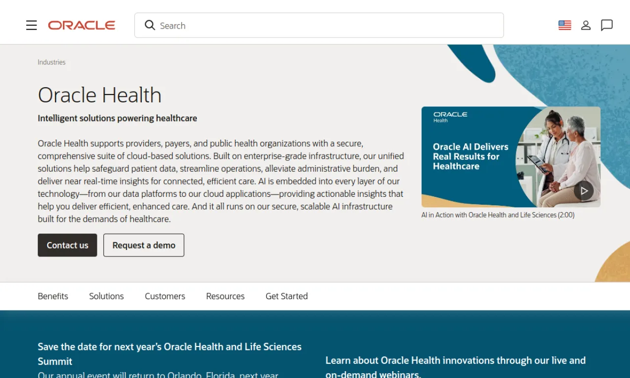 Screenshot of Cerner website