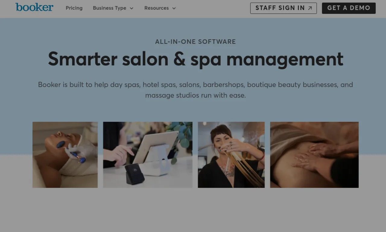 Screenshot of Booker (Mindbody) website