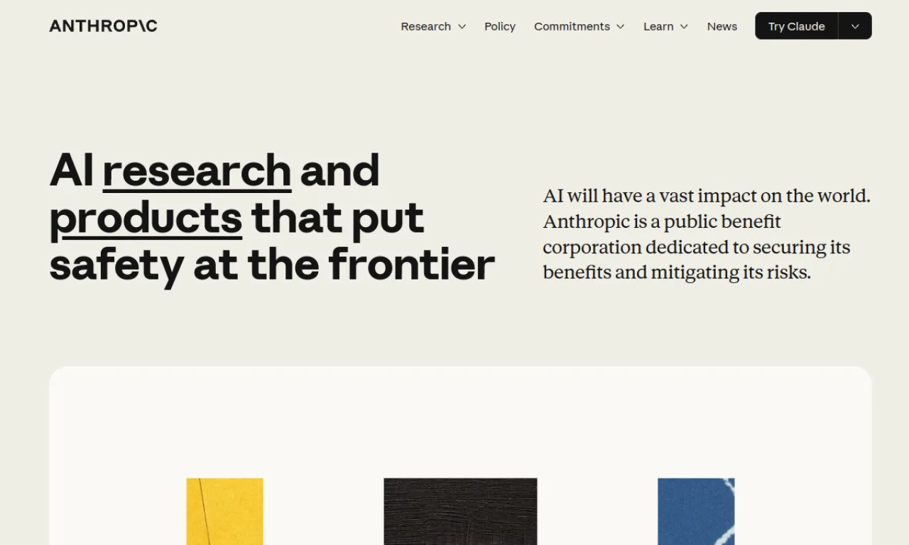 Screenshot of Claude website