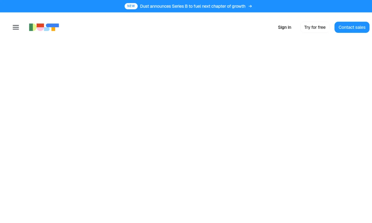 Screenshot of Dust website