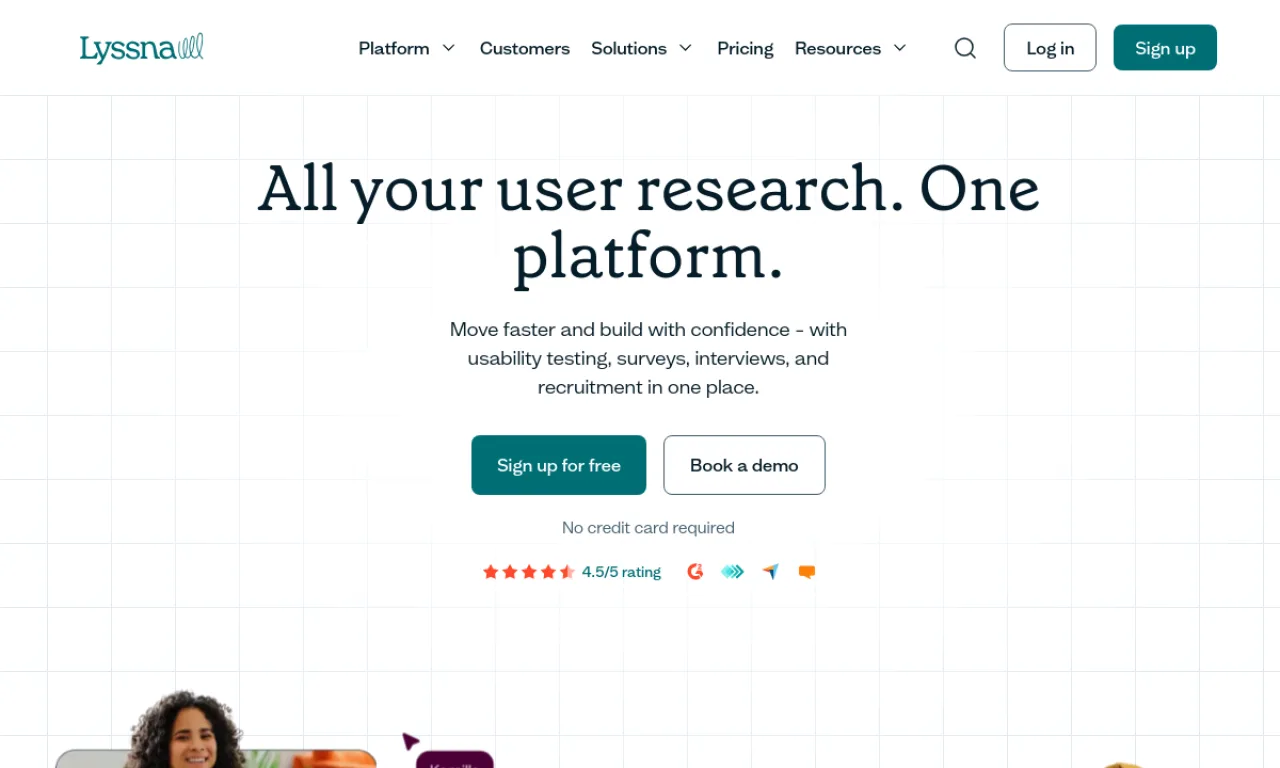 Screenshot of Lyssna website