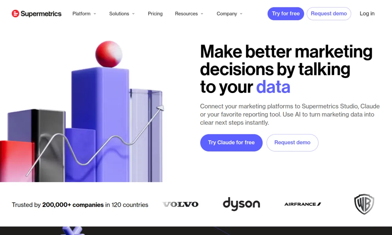 Screenshot of Supermetrics website