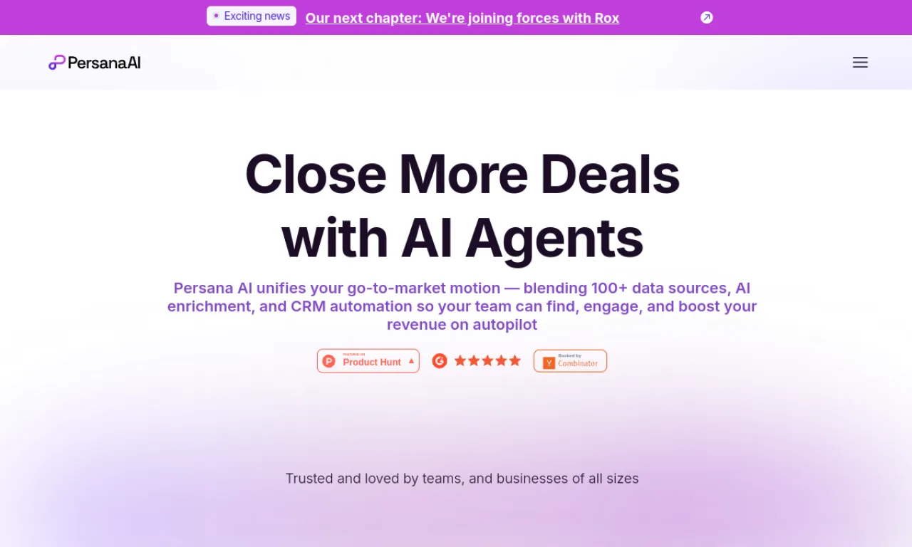 Screenshot of Persana Agents website