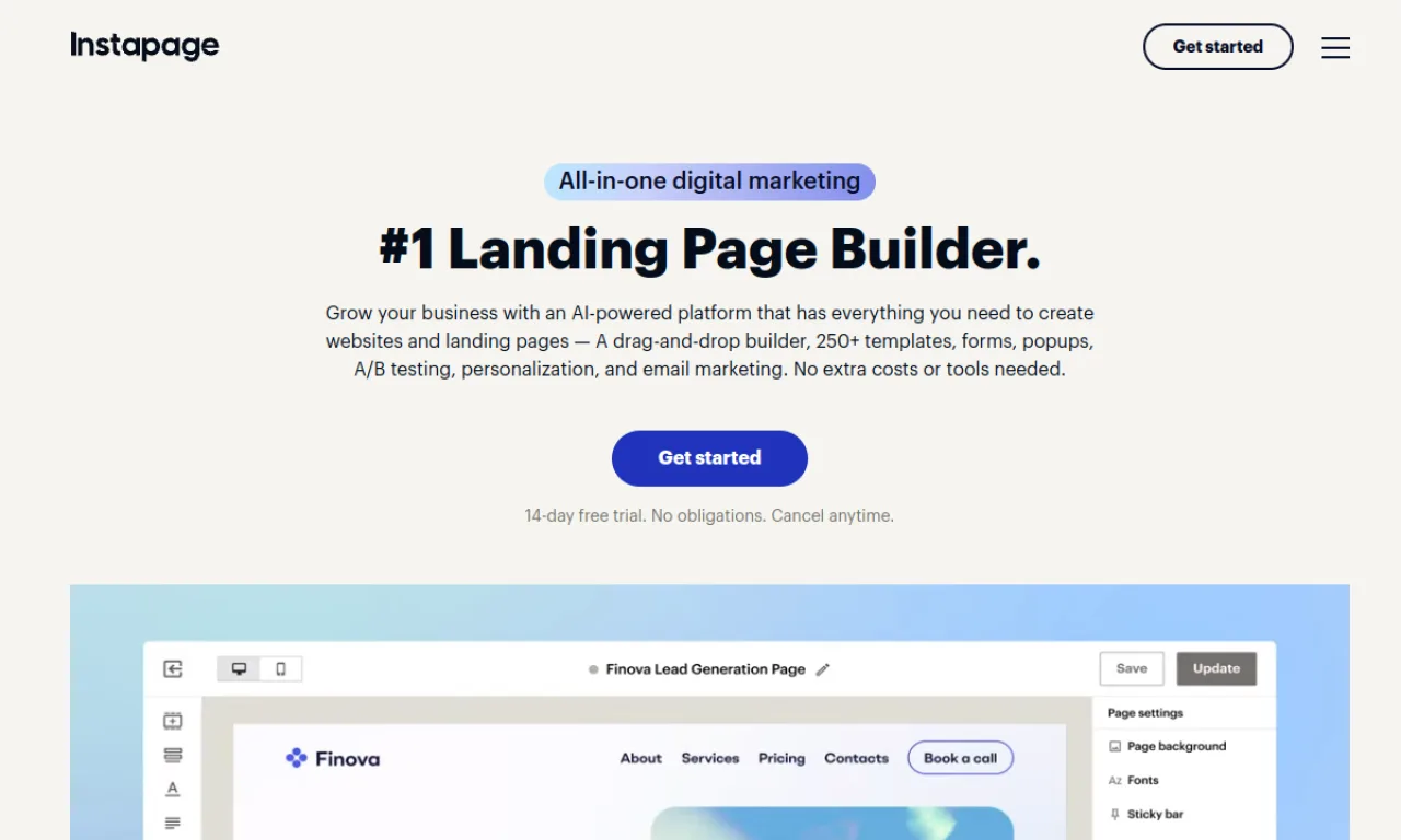 Screenshot of Instapage Funnels website