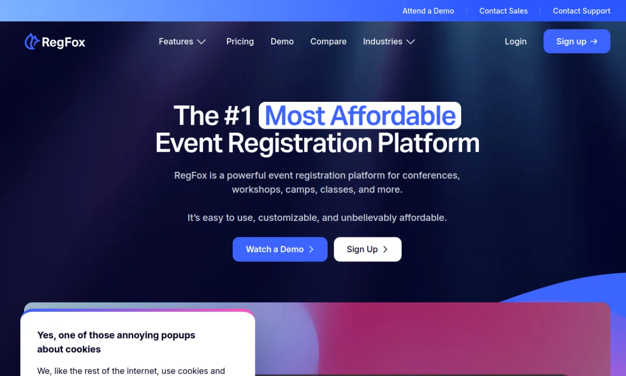 Screenshot of RegFox website