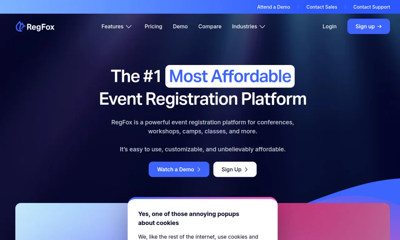 Screenshot of RegFox website