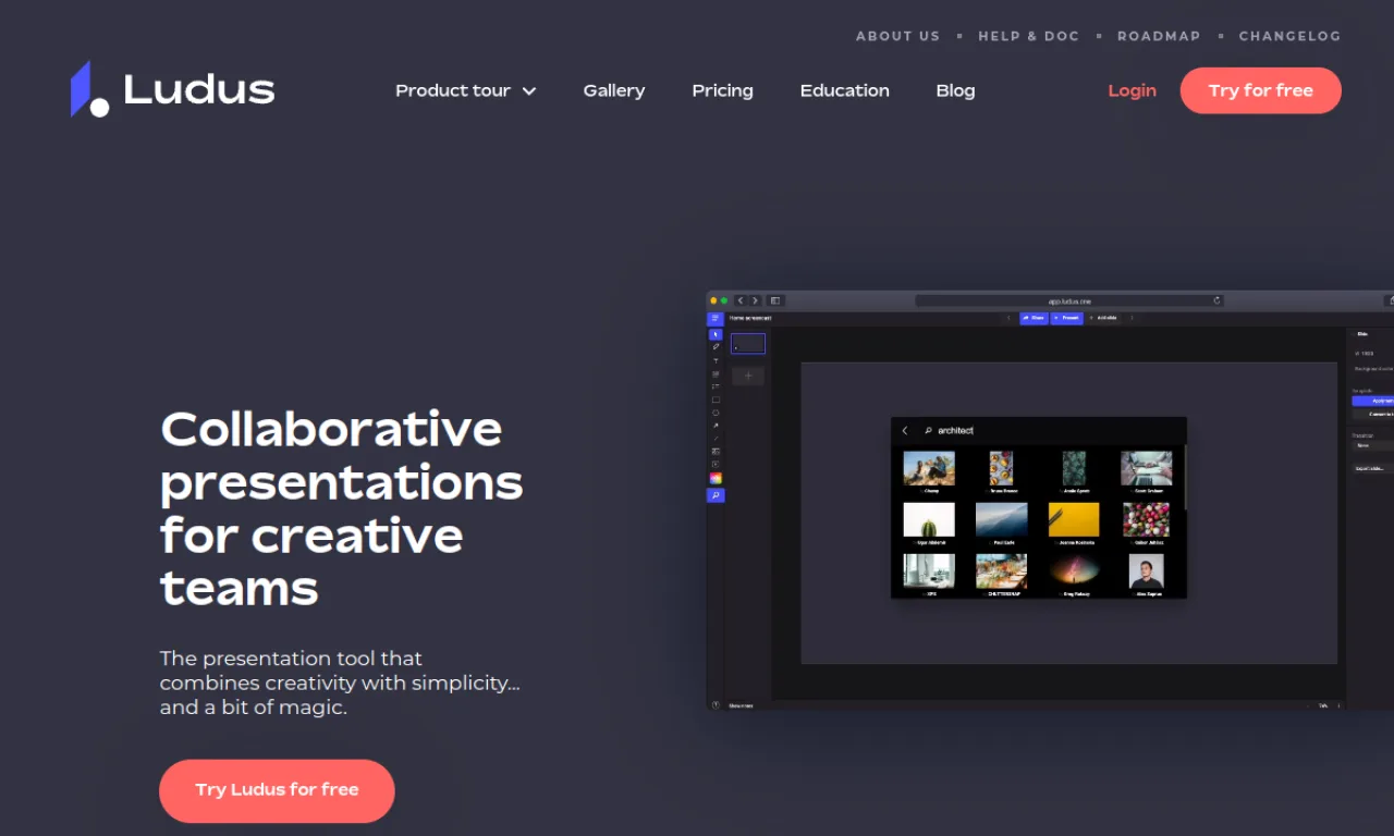 Screenshot of Ludus website