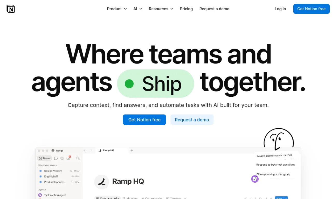 Screenshot of Notion Calendar website