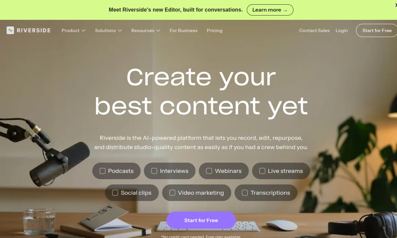 Screenshot of Veed/Riverside website
