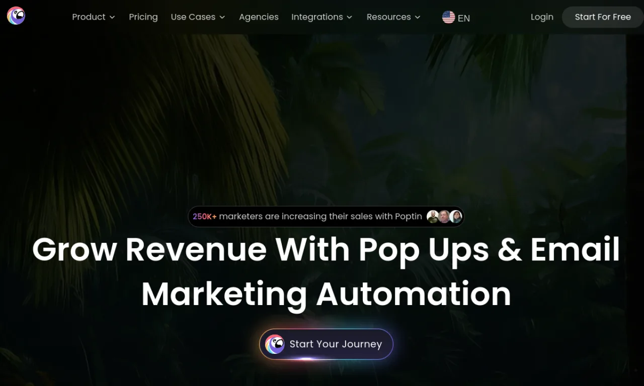 Screenshot of Poptin website