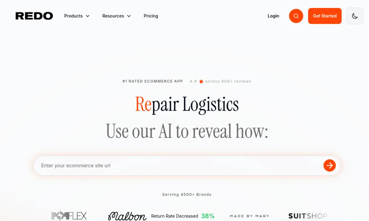 Screenshot of Redo website