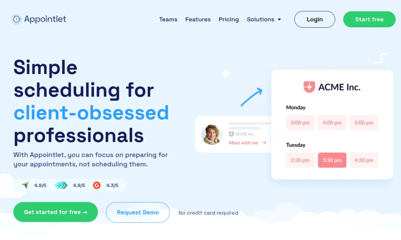 Screenshot of Appointlet website