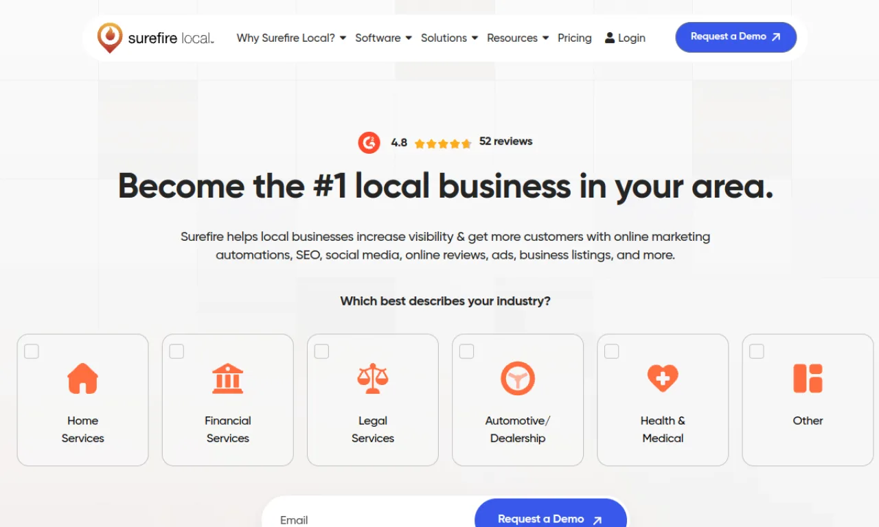Screenshot of Surefire Local website
