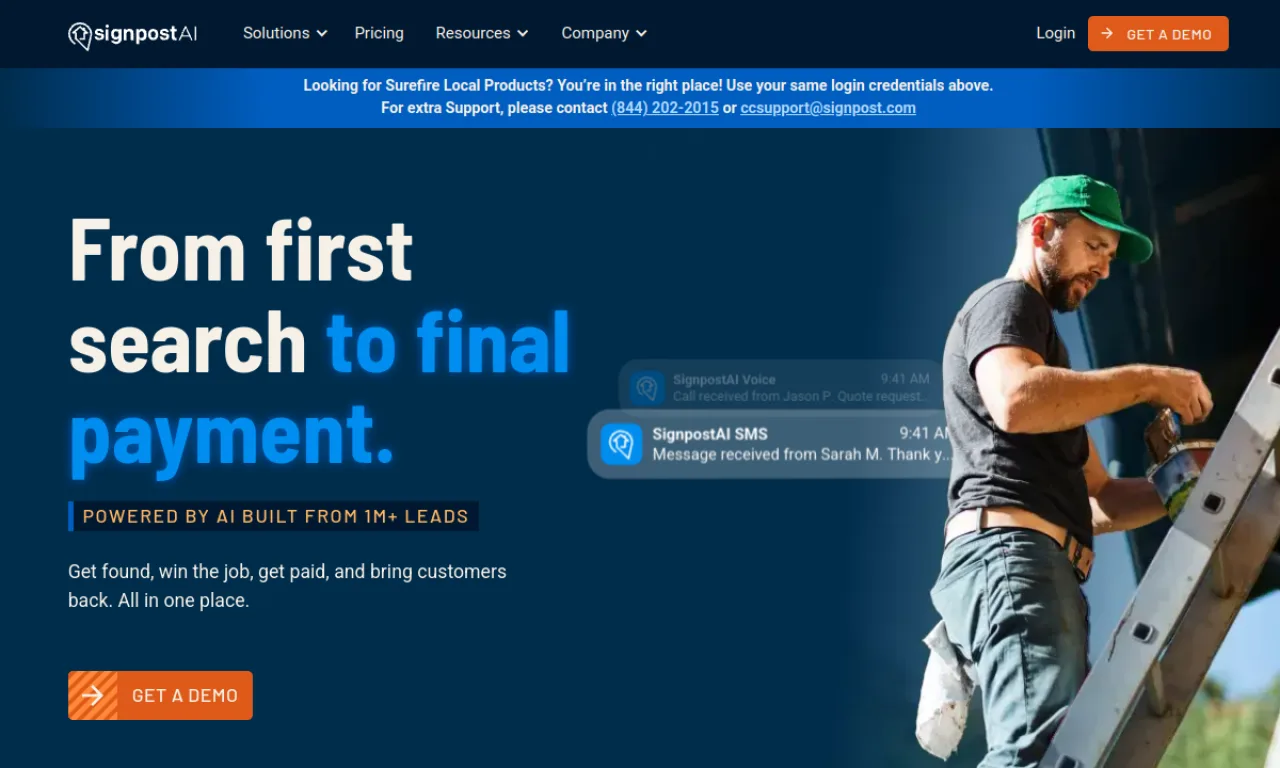 Screenshot of Surefire Local website