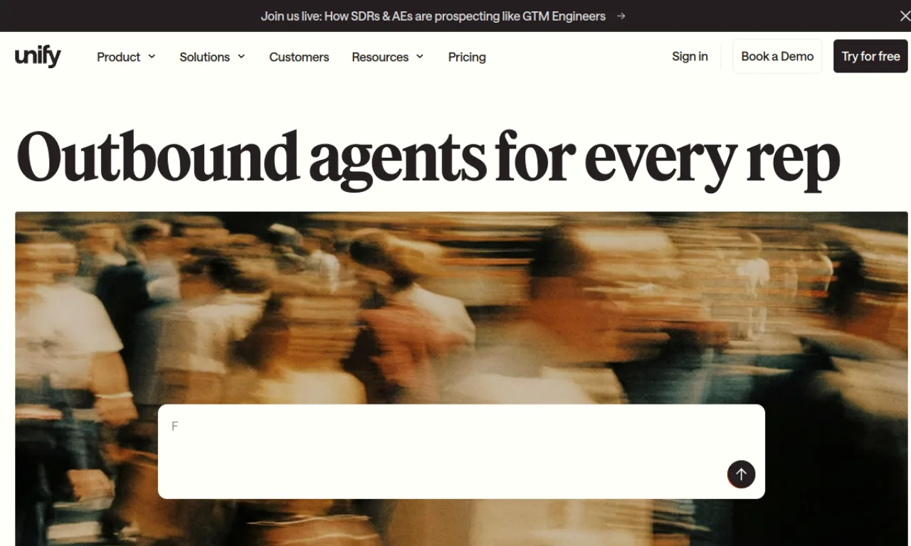 Screenshot of Unify GTM website