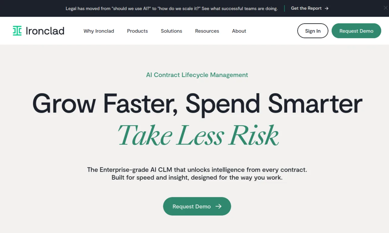 Screenshot of Ironclad website
