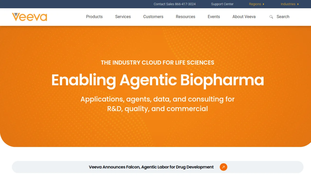 Screenshot of Veeva website