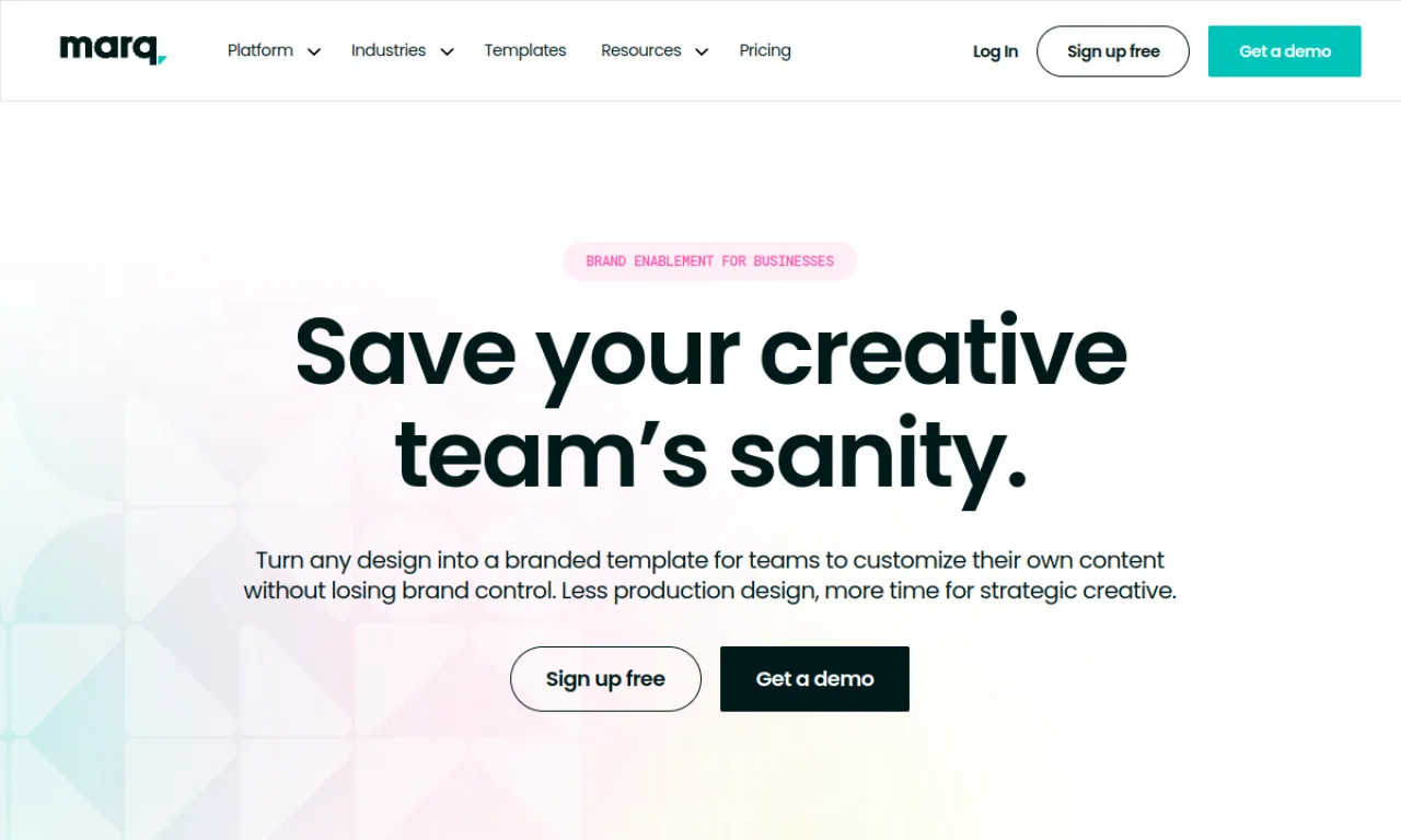 Screenshot of Marq website